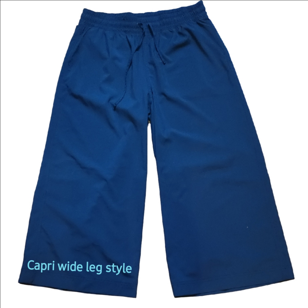 #5. Stretch Tech Dark Blue Wide-Leg Pants